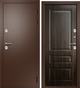 Стальная дверь, Арго, медь-орех темный нп, 860*2050 (Пр), терморазрыв, в комплекте с замком, Ретвизан