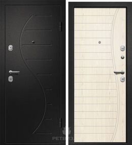 Стальная дверь, Аризона-210, сатин черный-светлый дуб эко, 880*2050 (Л), в комплекте с замком, Ретвизан