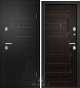 Стальная дверь, Аризона-210, сатин черный-венге эко, 880*2050 (Пр), в комплекте с замком, Ретвизан