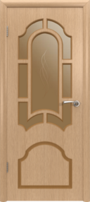 Межкомнатная дверь Кристалл, 800*2000, Светлый дуб, ВФД, (Стекло бронза художественное)