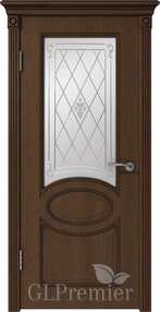 Межкомнатная дверь GLPremier 12, 800*2000, Дуб коньяк/темно коричневый, ВФД, (стекло Премьер 1)