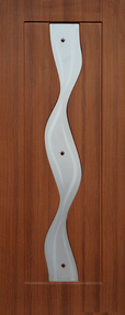 Межкомнатная дверь Водопад, 900*2000, Итальянский орех, ЗПК, (стекло фьюзингом)