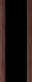 Межкомнатная дверь 3/3, 900*2000, Орех африканский, Ладора, (стекло черное)