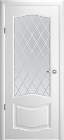 Межкомнатная дверь Лувр-1, 800*2000, Белый, Albero, (стекло матовое ромб)
