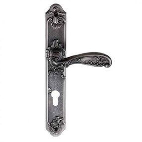 Ручка на планке, FLOR BL. SILVER(CL) под цилиндр, черное серебро, GENESIS, BL. SILVER