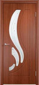 Межкомнатная дверь Лотос (Лиана) ДО, 600*2000, Итальянский орех, Лигаро, (стекло матовое ромб)