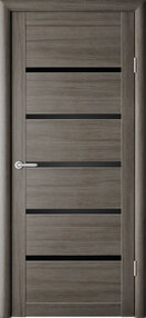 Межкомнатная дверь Вена, 600*2000, Кедр серый, Albero, (стекло черное)