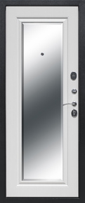 Входная дверь Гарда 7,5 NEW, серебро-зеркало фацет белый ясень, 860*2050 (Л), в комплекте с замком, Ferroni