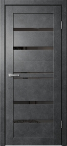 Межкомнатная дверь В1, 600*2000, Бетон темный, ЗПК, (стекло черное)