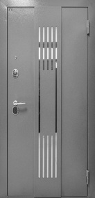 Стальная дверь, МЕДЕЯ-321 (М5), букле серый-филадельфия грей, 960*2050 (Пр), Зеркало, в комплекте с замком, Ретвизан