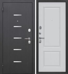 Входная дверь Гарда 7,5, серебро-велюр белый софт, 860*2050 (Л), в комплекте с замком, Ferroni