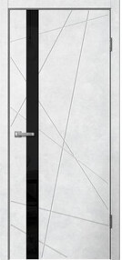 Межкомнатная дверь Line 02, 600*2000, Белый, ЗПК, (стекло черное)