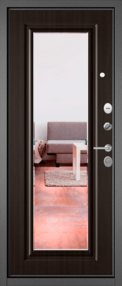 Входная дверь TRUST MASS 140, букле графит-ларче шоколад, 860*2050 (Пр), Зеркало, в комплекте с замком, Мастино (Б