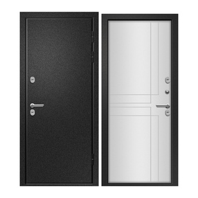 Входная дверь Веста, букле черный-белый нп, 860*2050 (Л), СИГМА, в комплекте с замком, Ретвизан