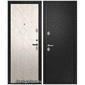 Стальная дверь, МЕДЕЯ-301, сатин черный-дуб молочный, 960*2050 (Л), в комплекте с замком, Ретвизан