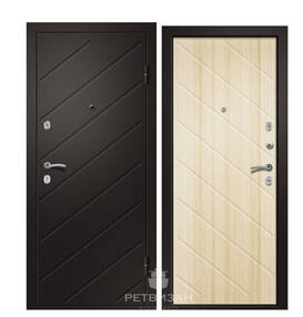 Входная дверь НИКА-121, сатин черный-светлый дуб эко, 880*2050 (Л), 171, в комплекте с замком, Ретвизан