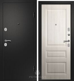 Входная дверь НИКА-130, сатин черный-дуб молочный, 880*2050 (Пр), в комплекте с замком, Ретвизан