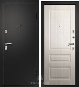 Стальная дверь, НИКА-130, сатин черный-дуб молочный, 880*2050 (Пр), в комплекте с замком, Ретвизан