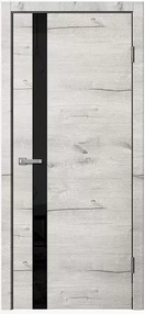 Межкомнатная дверь FN01, 800*2000, Дуб арктик, Сибирь Профиль, (стекло черное)