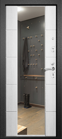 Входная дверь МЕДЕЯ-321 (М5), букле серый-софт айс, 860*2050 (Пр), Зеркало, в комплекте с замком, Ретвизан