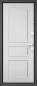 Стальная дверь, CITY PRIME 2, черный муар-роял дуб белый, 960*2050 (Л), в комплекте с замком, Мастино
