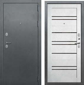 Входная дверь Дуэт BARN , букле темный-бетон снежный, 960*2050 (Пр), стекло черное, в комплекте с замком, ЗПК