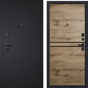 Входная дверь Дуэт 2, черный муар-дуб пацифик, 860*2050 (Л), в комплекте с замком, ЗПК