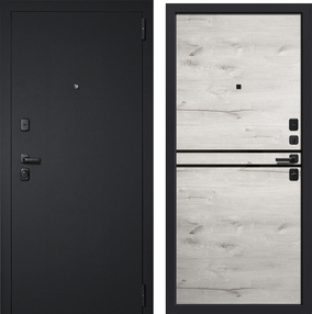 Входная дверь Дуэт 2, черный муар-дуб арктик, 860*2050 (Л), в комплекте с замком, ЗПК