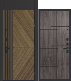 Входная дверь Сенатор, ларче орех/шпон орех-grey oak с патиной, 860*2050 (Л), в комплекте с замком, ЗПК