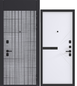 Входная дверь Модера, дуб майдера агат горизонт -софт рильеф ag806, 860*2050 (Л), стекло черное, в комплекте с зам