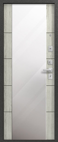 Стальная дверь, C-104, черный муар-дуб полярный, 960*2050 (Л), Зеркало, в комплекте с замком, Центурион