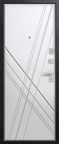 Входная дверь C-106, черный муар-белый софт, 860*2050 (Пр), в комплекте с замком, Центурион