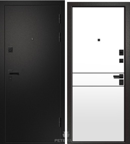 Стальная дверь, МЕДЕЯ-315, сатин черный-софт айс, 960*2050 (Л), 296, в комплекте с замком, Ретвизан