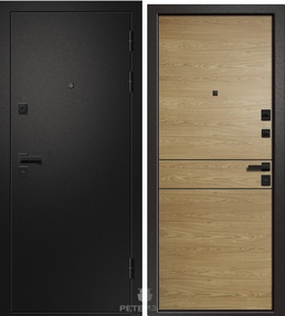 Стальная дверь, МЕДЕЯ-315, сатин черный-дуб европейский, 960*2050 (Л), 296, в комплекте с замком, Ретвизан