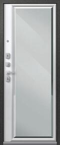 Стальная дверь, LUX-1, графит муар-кашемир белый, 860*2050 (Пр), Зеркало, в комплекте с замком, Центурион