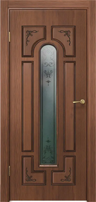 Межкомнатная дверь Палермо, 800*2000, Дуб янтарный патина черная, Vell Doris, (Стекло сатинат фотопечать)