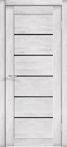 Межкомнатная дверь LINEA 1, 900*2000, Ясень серебряный, Vell Doris, (стекло черное)