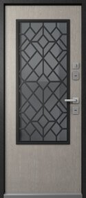 Стальная дверь, Эталон Термо-СП30, букле черный-астана эш уайт, 860*2050 (Пр), стеклопакет, в комплекте с замком, Эталон