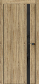Межкомнатная дверь Прима, 700*2000, Дуб европейский, ДВЕРНЫЕ РЕШЕНИЯ, (стекло черное), чёрная ABS кромка