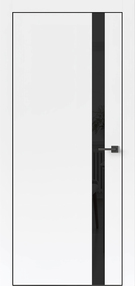 Межкомнатная дверь Прима, 600*2000, Белый, ДВЕРНЫЕ РЕШЕНИЯ, (стекло черное), чёрная ABS кромка