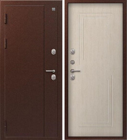 Стальная дверь, Т-100 NEW, медь-седой дуб, 960*2050 (Л), в комплекте с замком, Центурион