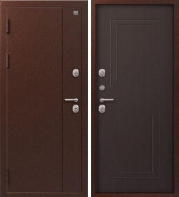Стальная дверь, Т-100 NEW, медь-лиственница темная, 960*1900 (Л), в комплекте с замком, Центурион
