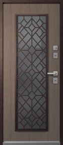 Стальная дверь, Эталон Термо-СП10, шоколадный муар блеск-грецкий орех, 960*2050 (Пр), стеклопакет, в комплекте с замком, Эталон
