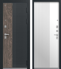 Стальная дверь, C-111, черный муар/черный кварц/орех мокко-миндаль, 960*2050 (Пр), в комплекте с замком, Центурион