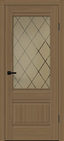 Межкомнатная дверь ALTO 2P, 700*2000, Орех американский мореный, Vell Doris, (стекло ромб бронза)