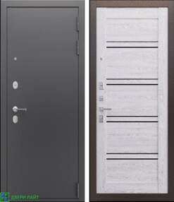 Входная дверь Прагматик, серебро-санторини, 860*2050 (Пр), стекло матовое, в комплекте с замком, Ferroni