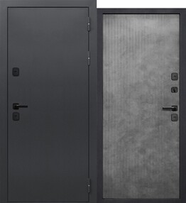 Входная дверь ТЕРМО ЭВЕРЕСТ, букле графит-бетон лофт грей, 860*2050 (Пр), в комплекте с замком, Ferroni